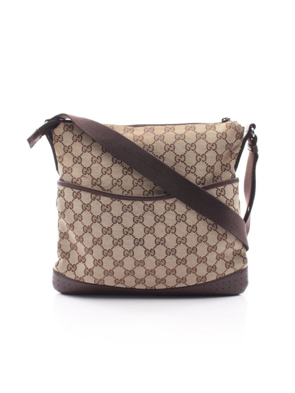 Gucci Shoulder Bag GG Canvas Beige Dark Brown